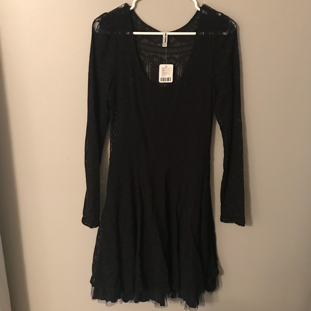 Free People Black Lace Dress NWT